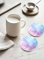 Coaster for Drinks 4 Pack,Natural Marble Agate Stone Texture Absorbent Round Ceramic Stone with Cork Base,Pink Blue Gradient Drink Coaster Cup Mats for Home Dining Coffee Tables - Image 2