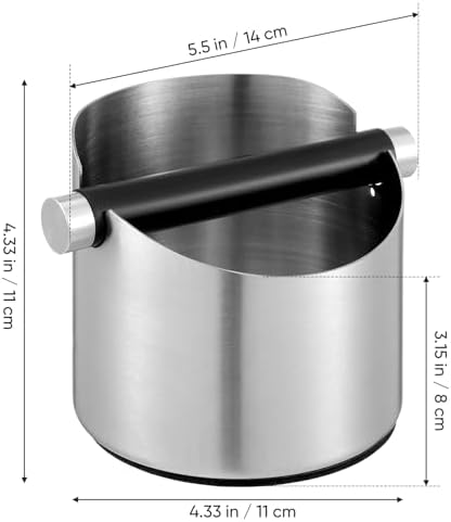 SHINEOFI Stainless Steel Coffee Grounds Disposal Bin - 55 Inch Espresso Knock Box with Style Knock Bar - Non Slip Base and Removable Component for Kitchen Counter Coffee Bar - Image 2