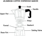J&V TEXTILES Stovetop Espresso and Coffee Maker, Moka Pot for Classic Italian and Cuban Café Brewing, Cafeteria, (12-Cup) - Image 2