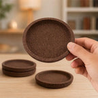 24pcs Round Cork Coaster Set - Absorbent & Heat-Insulation, Raised Edge, - Image 5
