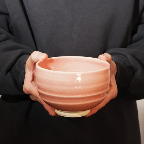 Kyoto Kiyomizu-yaki Earthenware Matcha Bowl - Rokuro Suji – 20.2 fl oz Charming Form, Lead-Free, Gift Box Included - Ideal for Tea and Café au Lait Made in Japan (Sakura) - Image 5