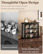 Mug Shelf, Coffee Mug Shelf for Wall, Coffee Cup Display Shelf, Vintage Wall-Mounted Curio Case, Countertop Solid Wood Cup Rack for Living Room or Kitchen - Image 6