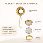 DESI SAMAAN STORE Brass Tea Strainer with Handle | Chai channi pital | Loose Leaf Tea & Coffee Steeper peetal | Fine Mesh Eco-Friendly Filter | Durable Reusable Chai Strainer for Kitchen & Gifting - Image 2