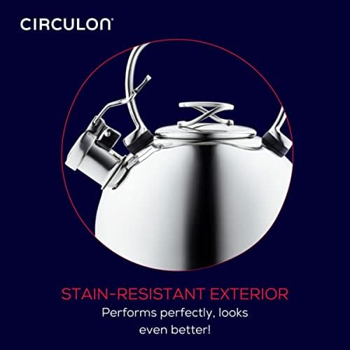 Circulon Stainless Steel Whistling Tea kettle/Teapot With Flip-Up Spout, 2.3 Quart - Silver - Image 4