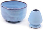 BambooMN Brand - Matcha Ceramic Set - Matcha Bowl and Whisk Holder - 10 Sets Shimmering Blue by BambooMN