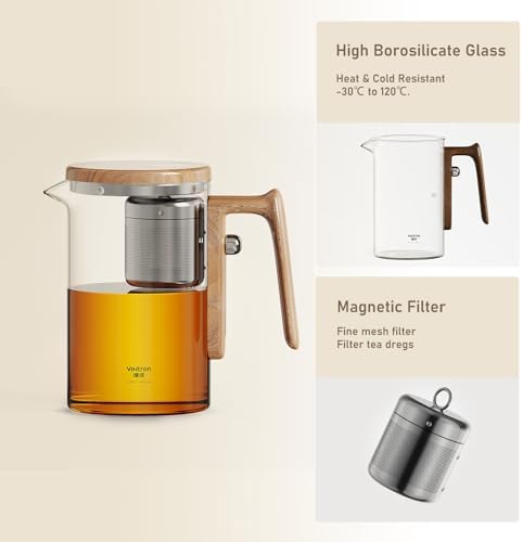 650ml(21.98oz) Enchanti Glass Teapot with Magnetic Stainless Steel Infuser, Tea and Water Separation Magic TeaPot for Loose Leaf and Blooming Tea - Image 3