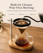 Pour Over Coffee Stand, Dripper-Free Coffee Maker with Magnetic Ring Design, Wooden Base Coffee Brewing Set, Includes Filter Paper, for Pour Over Coffee Lovers - Image 2
