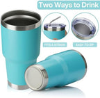 MEWAY 30oz Insulated Tumbler With Lids and Straws,Stainless Steel Double Vacuum Coffee Tumbler Cup, Brush, Durable Powder Coated Coffee Cup for Cold & Hot Drinks(Light Blue,8 PACK) - Image 3