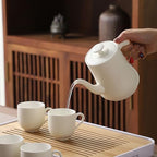 Modern Cream-style Tea Set, 1 Pot& 6 Cups with Tea Tray, Pure and Serene, Exquisite Packaging, Perfect for Mother's Day, Birthdays, and Christmas (Swan Model) - Image 5