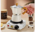 7-in-1 Moka Pot Espresso Set, Stovetop Coffee Maker with Hand Grinder Electric Stove Spoon Sealing Canister Italian Moka Pot Espresso Maker for Holiday Gifts Travel Family Gatherings (White) - Image 4