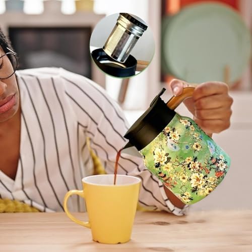 Thermal Tea Pots, Coffee and Beverage Dispenser, Stainless Steel Thermal Tea Pot, Coffee Carafes with Tea Infuser and Strainer, 33.8 Oz Hot Cold Beverage Dispenser, Insulated Tea C - Image 3
