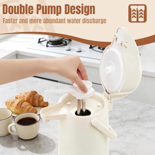 Coffee Dispenser with Pump, 84.5 oz Airpot Carafe, White, 1 Count - Image 4