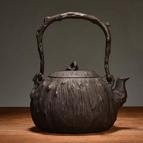 Cast Iron Teapot, Stovetop Safe Tea Kettle With handle, Asian Style Handmade Tea Pot For Home Camping Outdoor Use(1.2L, BlackA) by Unknown