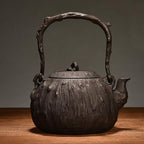 Cast Iron Teapot, Stovetop Safe Tea Kettle With handle, Asian Style Handmade Tea Pot For Home Camping Outdoor Use(1.2L, BlackA) by Unknown