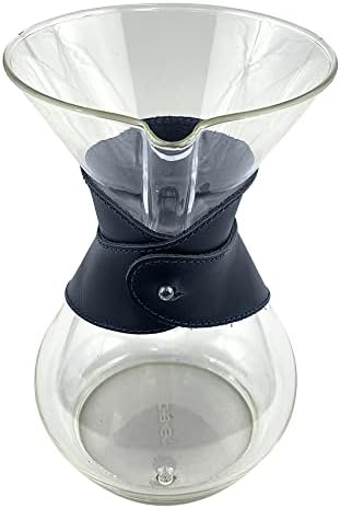Hide & Drink, Pour Over Collar Compatible with Chemex 6-Cup Glass Handmade from Full Grain Leather - Slate Blue - Image 5