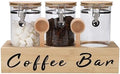 3PCS 54oz Wood Glass Coffee Bean Storage Container with Shelf by Liengoron