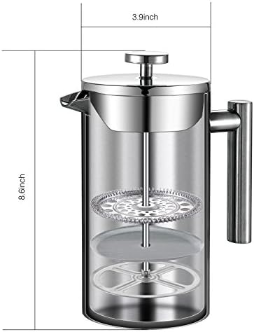 French Press Coffee Maker – Stainless Steel French Press, 34 ounce/1000ml Capacity - Image 2