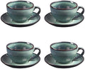 Cappuccino Coffee Mug 4-Piece Set [6.7 oz], Ceramic cup and Tea Cup Set, Latte Cup, Latte Art Cup, with Saucer, Suitable for Cafes, Family Gatherings, Parties, Haze Green by Unknown