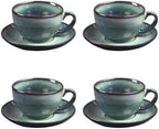 Cappuccino Coffee Mug 4-Piece Set [6.7 oz], Ceramic cup and Tea Cup Set, Latte Cup, Latte Art Cup, with Saucer, Suitable for Cafes, Family Gatherings, Parties, Haze Green by Unknown