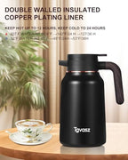 51 Oz Carafes for Hot Liquid, Stainless Steel Insulated Vacuum Thermal Coffee Carafes For Keeping Hot, 1.5 Liter Coffee Dispenser(Gold/Black) - Image 6
