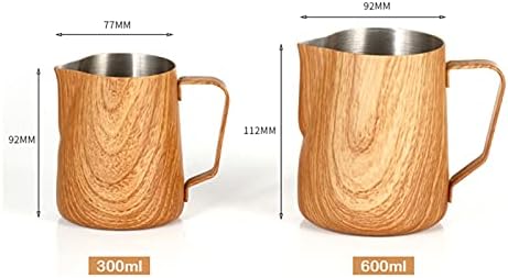 Gravy Boat 300/600ml Graining Stainless Steel Frothing Pitcher Pull Flower Cup Espresso Coffee Jug Milk Frothers Mug Coffee Tools Sauce Jug (Size : 300ml) - Image 2