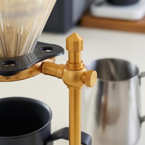 Baoblaze Coffee Stand Manual Dripper Holder Pour Over Rack Wooden Base Metal Support Adjustable Joint Stable Circle Suitable for office coffee corner - Image 2