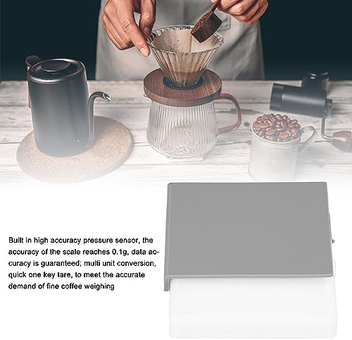 Digital Coffee Scale, 3kg/0.1g High Accuracy Rechargeable Kitchen Scale with LED Display, Auto Tare, Timer, PCS Function, Type C, for, Pour Over Coffee (White) - Image 3