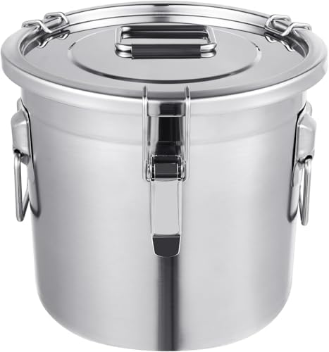 3.17Gal 304 Stainless Steel Airtight Canister,Metal Bucket Large Stainless Steel Canisters - Locking Clamp & Airtight Lids - Dog Food/Bird Seed/Coffee Storage Container by YPCDTL01