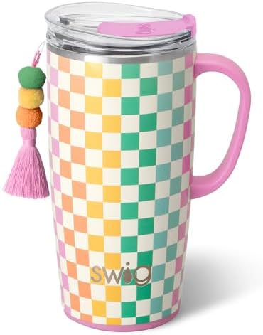 Swig Life 22oz Insulated Travel Mug with Handle & Lid, Check Mate by SwigLife