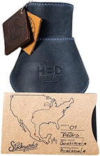 Hide & Drink, Pour Over Collar Compatible with Chemex 6-Cup Glass Handmade from Full Grain Leather - Slate Blue - Image 7