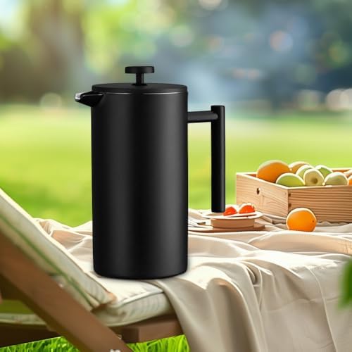 Stainless Steel French Press Coffee Maker 34Oz 1000ml, Double Wall Insulated Coffee Press with 3-Level Filtration, No Plastic Touching Cafe, Dishwasher Safe Tea Brewer for Camping Travel Gift - Image 6