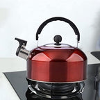 Stovetop Kettle 3L Stainless Steel Whistling Kettle with Handle Large Capacity Tea Simple Solid Color Water Kettles for Stove(Red) - Image 3
