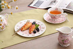 London Boutique Coffee Tea Cups and Saucers Set of 2 Vintage Flora Rose Lavender Porcelain Gift Box (Rose Pink 2pc Set) - Image 6