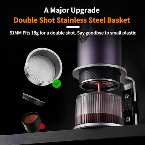 Bincoo Portable Electric Espresso Machine with Stand, Self-Heating, 20 Bar Car Coffee Maker Double Shot Travel Coffee Machine for Camping, Travel, RV, Hiking, Office, H1pro - Image 3