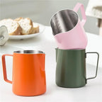 Milk Frother Cup Stainless Steel 350/600ML Coffee Milk Frothing Pitcher Jug 304 Stainless Steel Latte Cup, With Scale Frother Utensils(Red 600ML 1Pcs) - Image 7
