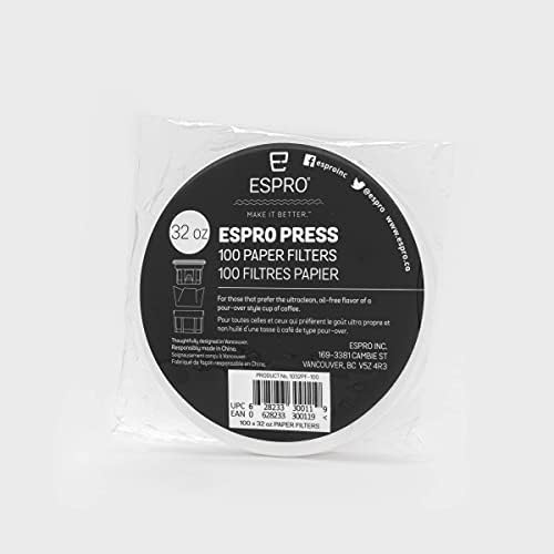 ESPRO - P7 French Press - Double Walled Stainless Steel Insulated Coffee and Tea Maker with Micro-Filter - Keep Drinks Hotter for Longer (Matte Black, 32 Oz) Coffee Paper Filters (100 Count) - Image 3