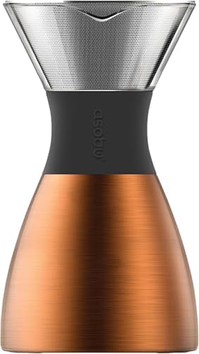 asobu Insulated Pour Over Coffee Maker (32 oz.) Double-Wall Vacuum, Stainless-Steel Filter and Take on the Go Carafe (Copper) - Image 5