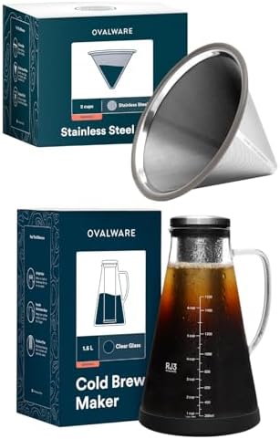 OVALWARE Stainless Steel Coffee Filter with Cold Brew Maker 1.5L by Ovalware
