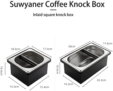 Coffee Knock Box, Stainless Steel Dump Bin Espresso Knock Box for Coffee Grounds with Removable Non-Slip Base Shock-Absorbent for Knocking Portafilter Filter Grinds (L) - Image 2
