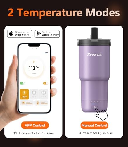 Kepwam Self-Heating Travel Mug T3,20oz Large Capacity Leak-Proof Heated Mug - Image 3