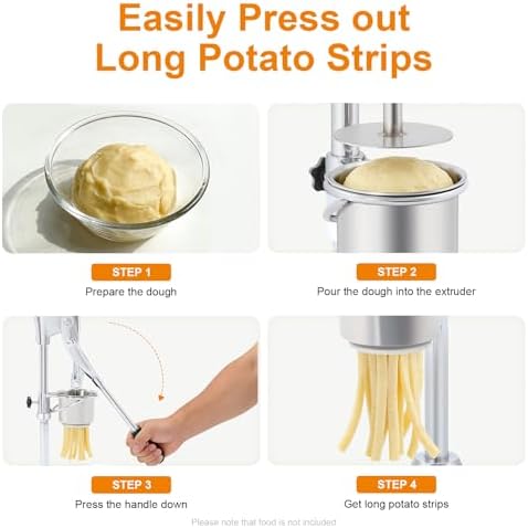 Stainless Steel Manual French Fry Press, Long Potato Cutter for Homemade Fries, Heavy Duty Fry Squeezer for Kitchen, Easy Clean Tool for Home Cooks and Fry Lovers - Image 5