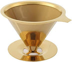 Stainless Steel Titanium Gold Pour Over Coffee Dripper with Stand and Handle - Reusable Paperless Coffee Filter by Unknown
