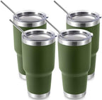 Volhoply 30oz Insulated Tumbler with Lid and Straw, Double Wall Inner & Outer 304 Stainless Steel Tumblers Bulk, Powder Coated Coffee Cup for Office, Home, Travel (Army Green,4 Pack) by LiveFully%EF%BC%8CDrinkFreely%E2%80%94KeepGoingwithVolhoply%EF%BC%81