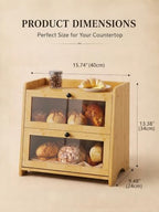 Bread Box for Kitchen Countertop Large Capacity with Top Storage Shelf - Image 3