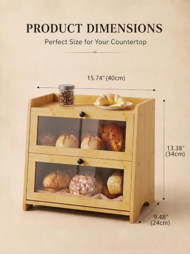 Bread Box for Kitchen Countertop Large Capacity with Top Storage Shelf - Image 3