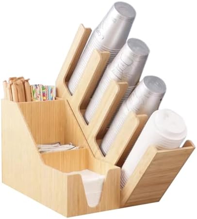 Cup and Lid Holder, Cup Dispenser with Coffee Pods Stand & Straw Organizer, Coffee Bar Organizer for Countertop, Disposable Cups Holder for Coffee Station, Bar, Home,2 piece set by Unknown