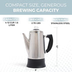 ALPHA LIVING PC-12SS Electric Coffee Percolator, 12 Cup Stainless Steel - Image 4