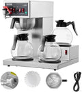 VEVOR 12 Cups Commercial Drip Coffee Maker, Coffee Maker Machine with 3 Glass Carafes and 3 Warmer Plates, Stainless Steel Pour Over Coffee Brewer with Auto Water Intake, for Restaurant Office Cafe by VEVOR