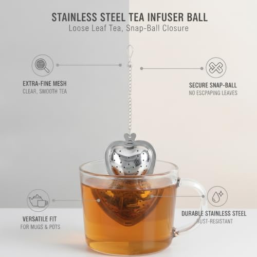 Stainless Steel Tea Infuser Ball with Extra-Fine Mesh for Loose Leaf Tea, Snap-Ball Closure Fits Mugs and Teapots (1 PC) - Image 5