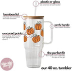Sip-Sip Hooray! Pumpkin Patch 40oz Glass Tumbler with Lid and Straw - Image 4